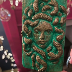 Medusa , goddess of snakes, rebirth and women,  plaster altar tile.