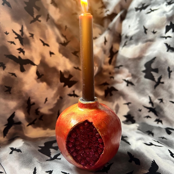 Pomegranate candle holder  Dark goddess offering. Persephone Lilith Hera Demeter