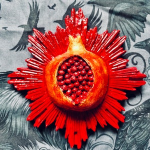 Pomegranate wall decoration Dark goddess offering. Persephone Lilith Hera Demeter ex voto