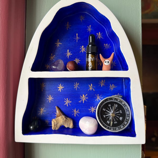 Mini shelf/ shrine-  handmade, hand painted. altar witch pagan