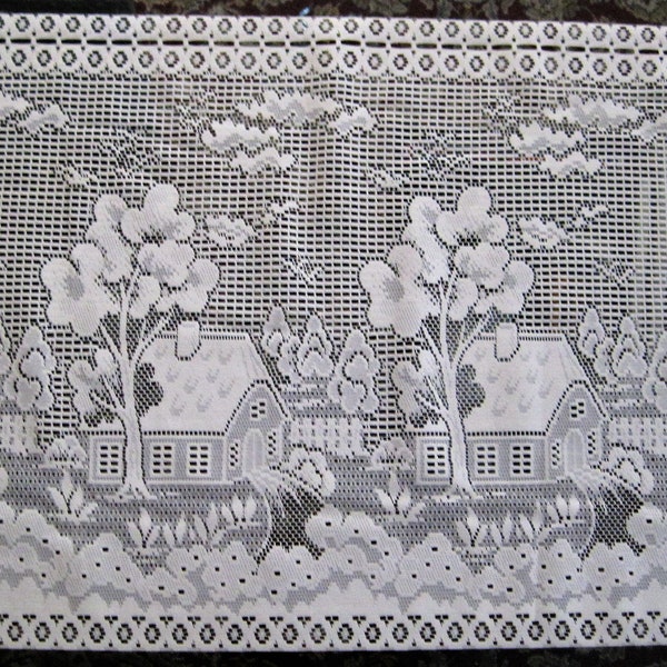 Window Curtain Valance Cafe Style 24" Drop, Vintage, New, English Cottage Design, Ecru Ivory, Elegant Luxurious Brise-Bise, Sold By The Yard