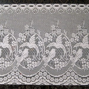Lace Curtain Cafe/Tier, Valance, Lovebirds Design, 24&quot; Drop idth - Sold By The Yard