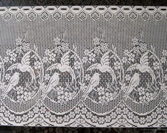 Lace Curtain Cafe/Tier, Valance, Lovebirds Design, 24" Drop idth - Sold By The Yard