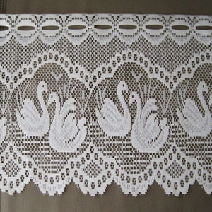 Curtain Valance 12&quot; or 24&quot; Drop Window Treatment Vintage French/European Style, Ivory Color Swan Design -  Sold By The Yard