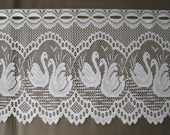 Curtain Valance 12" or 24" Drop Window Treatment Vintage French/European Style, Ivory Color Swan Design -  Sold By The Yard