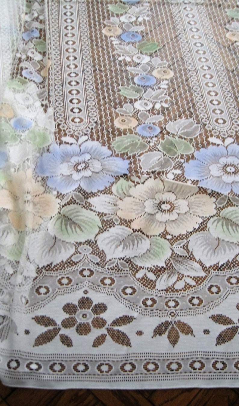 Lace Curtains 104 Width Delicate Flowers Design Scalloped Etsy