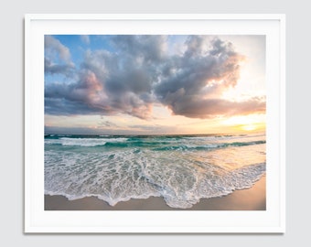 Soft Cloudy Sunset Waves ~ Destin, Miramar Beach, Florida Photography Print -- Emerald Coast Photos