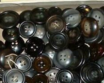 boutons vintage résine rond calicot gris noir gris sac assortiment 1/3 livre