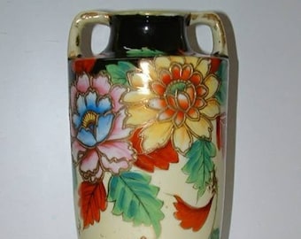 Vintage  Art Deco Japanese Moriage Floral Design Vase 1930 S