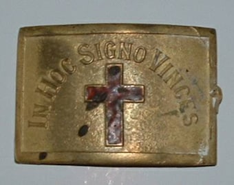 Leather belt with brass buckle Templar/"; knight order buckle; Crusader Knight