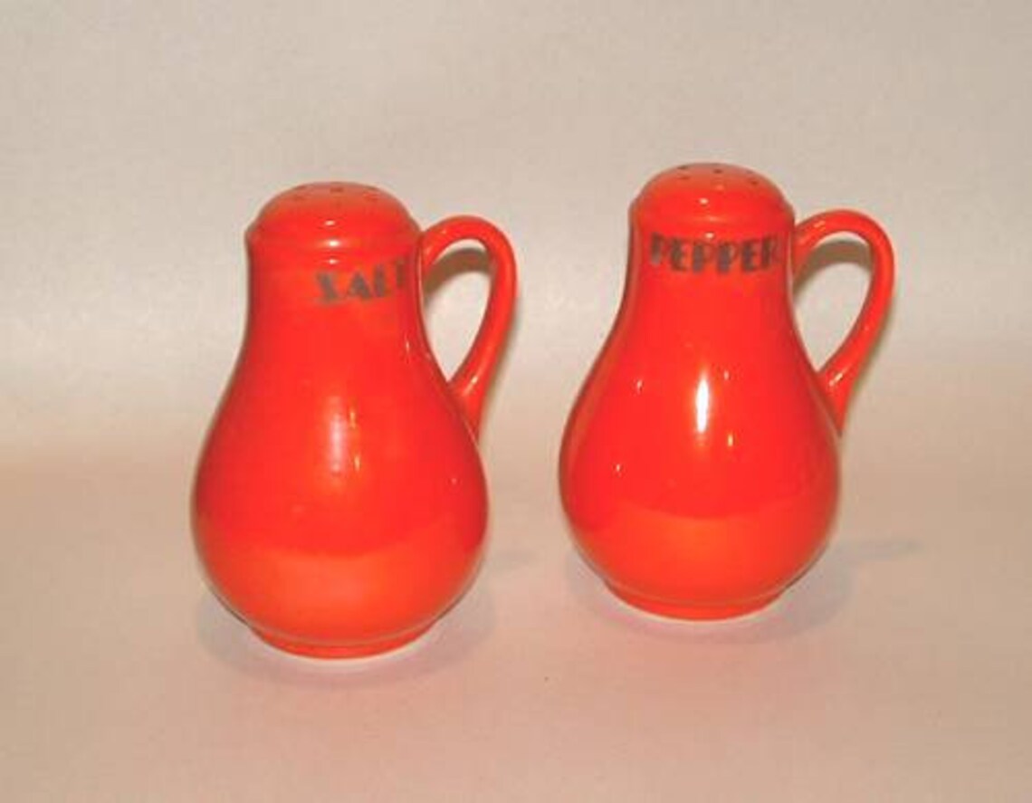 Red Hall China Salt Pepper Shakers 4.75 Etsy