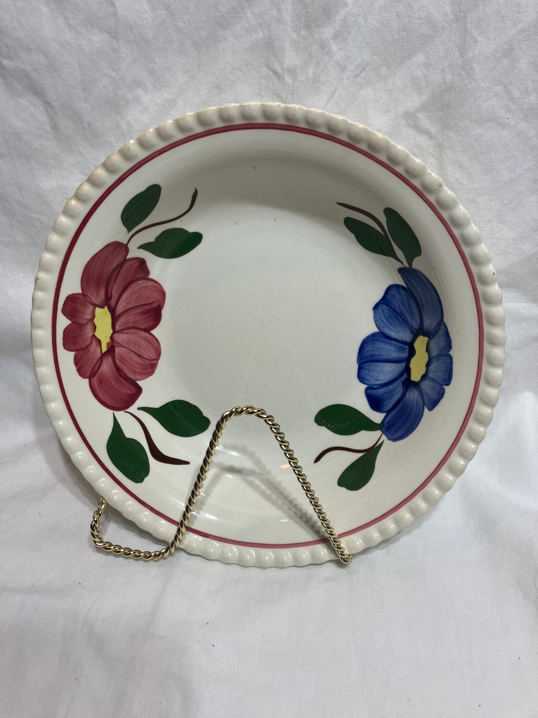 Blue Ridge Southern Pottery Handpainted Bowl Proximately 9 Inch Pom-pom ...