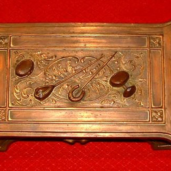 Grand Gilded Victorian Hat pin box casket jewelry box