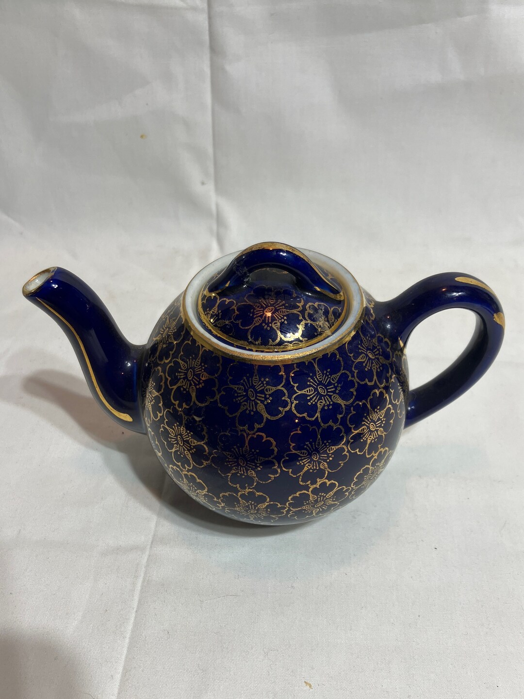 Hall Cobalt and Gold One Cup Tea Pot Etsy