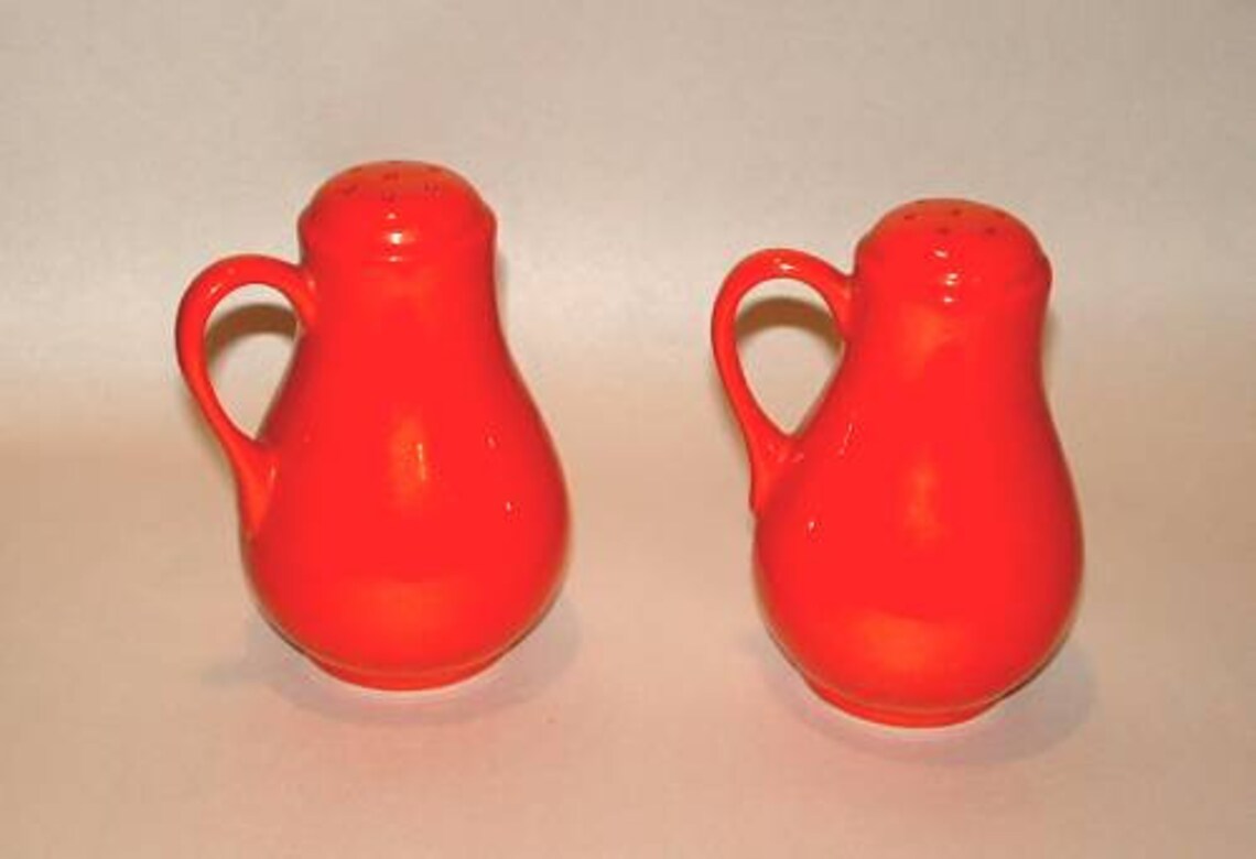 Red Hall China Salt Pepper Shakers 4.75 Etsy
