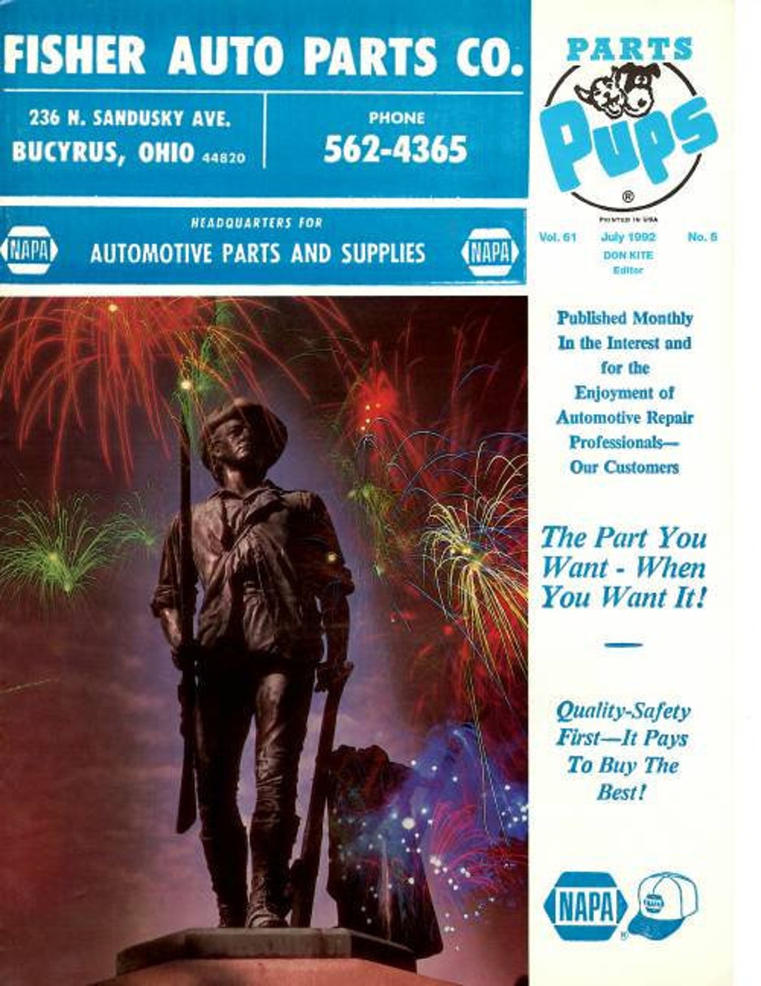 Parts Pup Fisher Auto Parts Catalog July 1992 NAPA OHIO Etsy
