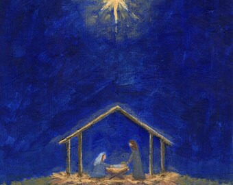 Impresión "Oh Holy Night" - Artista de Utah - Impresión de pintura acrílica de 5x7