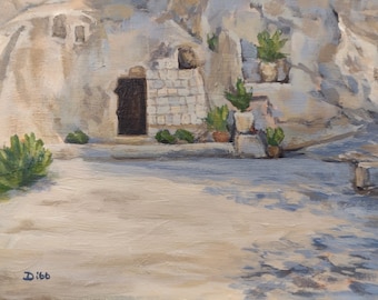 Impresión de Tumba de Jardín - Artista de Utah - Impresión de pintura acrílica sobre lienzo de 5x7