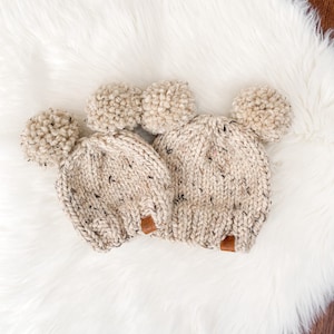 Double Yarn Pom Pom Winter Knit hat for baby and kids, Newborn Baby Gift, Baby Shower Gift, New Mom Gift