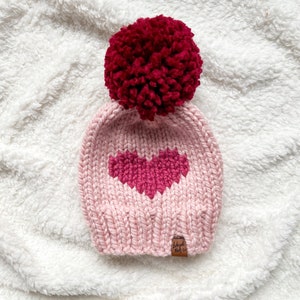 Valentines Day GIFT for Kids, Knit Winter Hat for Kids and Baby, Heart hat image 5