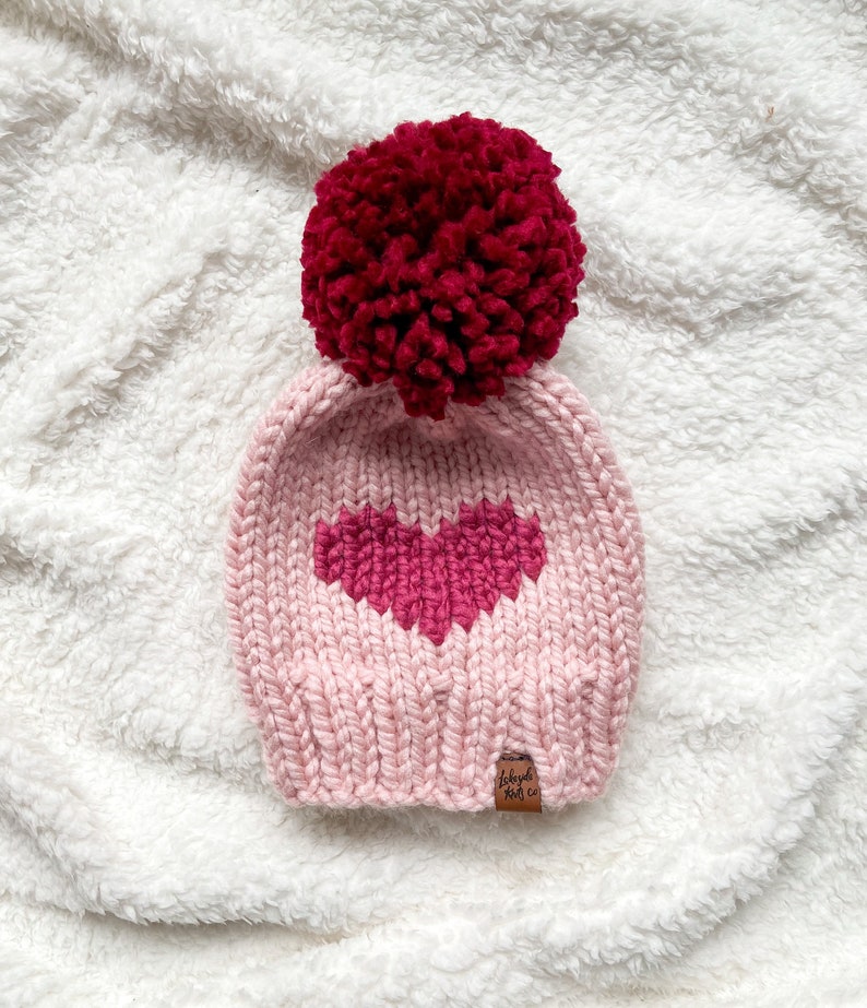 Valentinstag GESCHENK für Kinder, gestrickte Wintermütze für Kinder und Baby, Herzmütze Bild 5