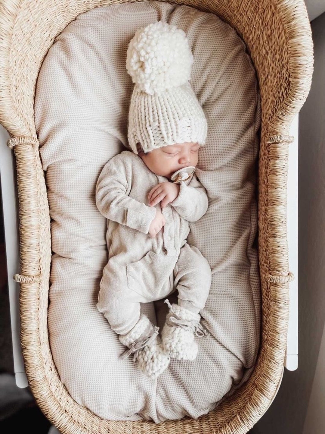Newborn Baby Girl Knit Hat Gift Set, Baby Shower Gift Idea, Baby ...