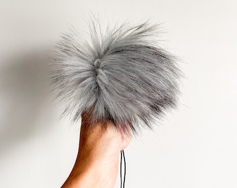 Faux Fur Pompoms, Knitwear Pompom, Faux Fur Pompom Hat, Faux Fur Pompom for Hat, Wolf