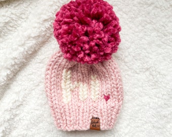 Hi Knit Toque for babies and kids, Valentines Day gift for kids, heart hat