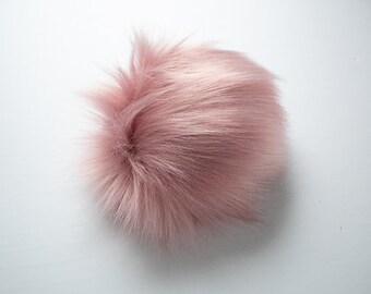 Faux Fur Pom Pom in Blush , Faux Fur Pom Pom for Hat