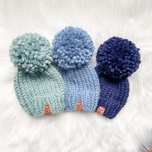 Custom knit hat for kids and baby, Kids winter hat, Pompom toque