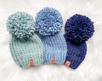 Custom knit hat for kids and baby, Kids winter hat, Pompom toque