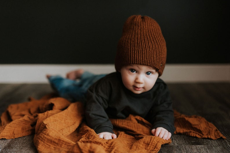 Knit Slouchy Beanie, Women's and Kids Knit Hat, Winter Beanie image 1