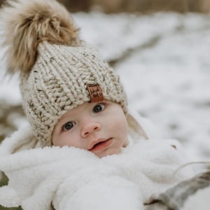 Baby Knit Toque, Baby Gift, Knit Winter Hat, Baby Pom Hat, Winter Hat Baby, Baby Shower