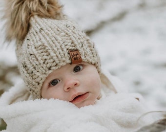 Baby Knit Toque, Baby Gift, Knit Winter Hat, Baby Pom Hat, Winter Hat Baby, Baby Shower