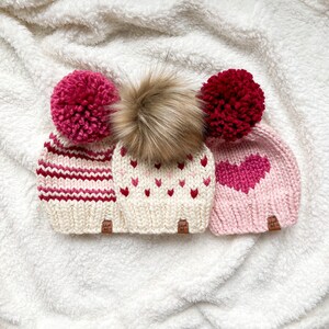 Valentines Day GIFT for Kids, Knit Winter Hat for Kids and Baby, Heart hat image 2