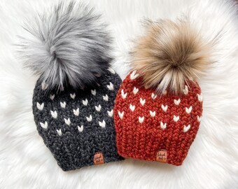 Custom Knit Hat, Tiny Heart Knit Toque, for baby and kids, knitted hat, winter hat for baby and toddler, custom order