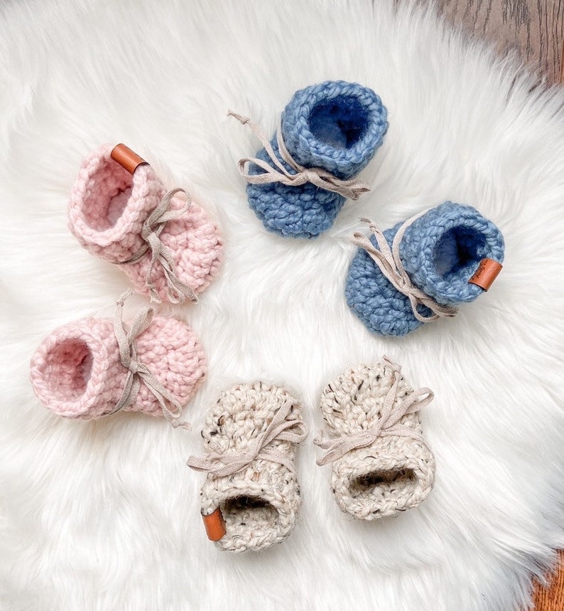 Suede Sole Baby Booties, Baby Gift, Infant Slipper, Newborn Girl/Boy Gift, Baby Photo Prop, Pregnancy Announcement, New Mama Gift image 3