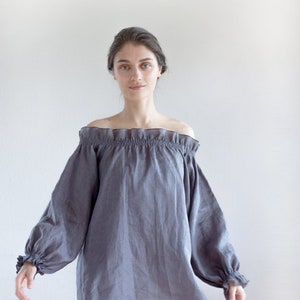 Off shoulder linen tunic for hot weather, off shoulder linen top, linen blouse, oversized linen shirt from lightweight linen