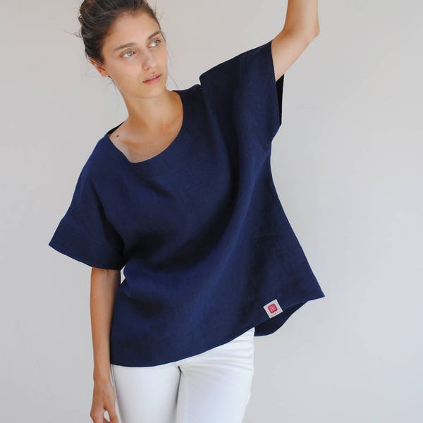 Linen kimono top, oversized linen top, linen blouse, linen tunic, kimono