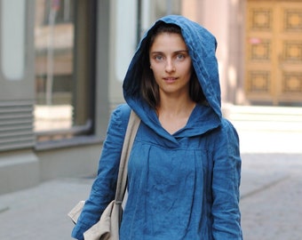 Hooded Linen Tunic: Loose Fit, Soft European Linen