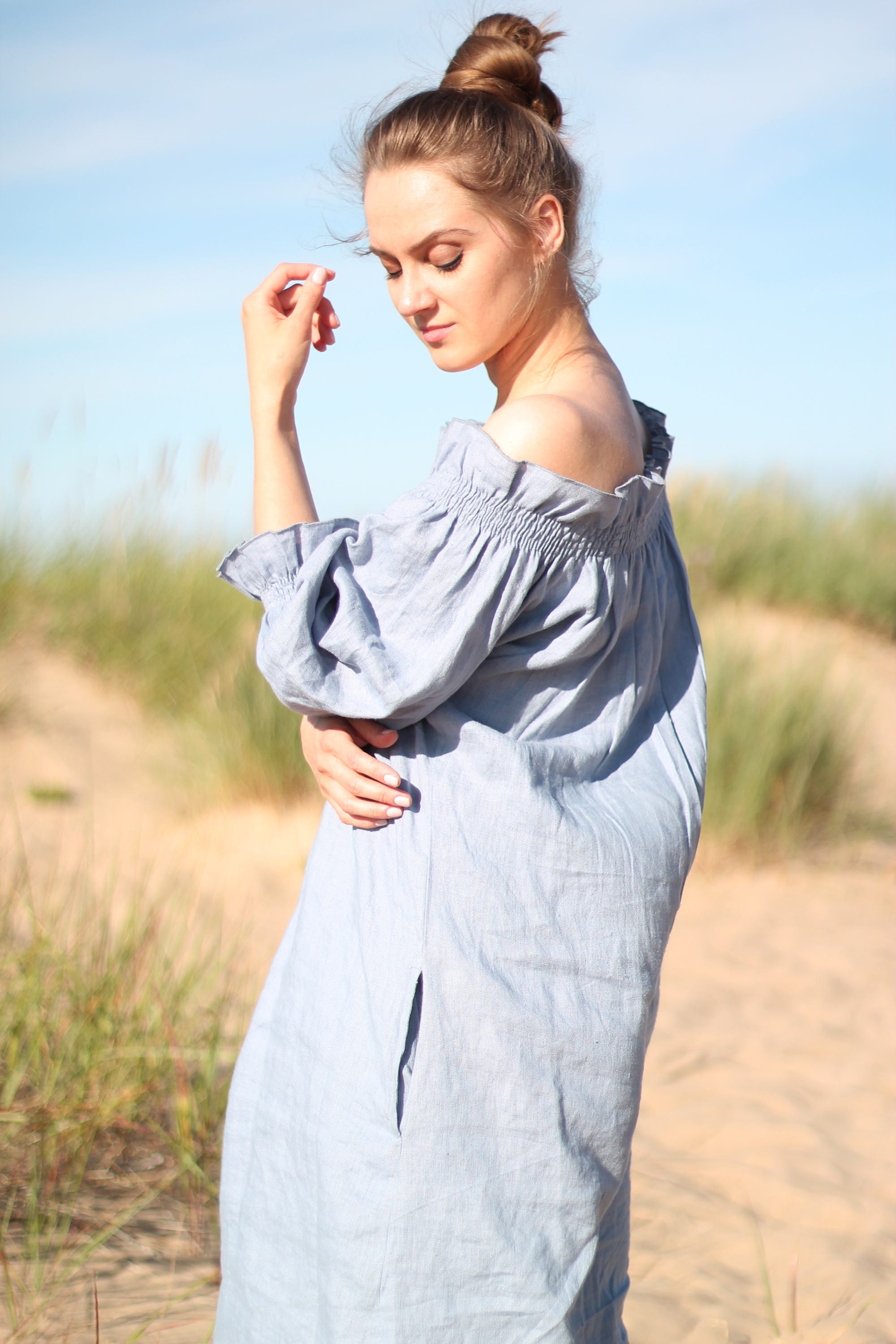 Off the Shoulder Linen Dress