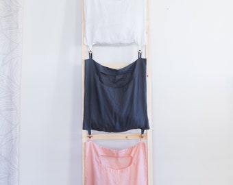 Color-coded laundry bag, linen laundry bag, laundry room organization