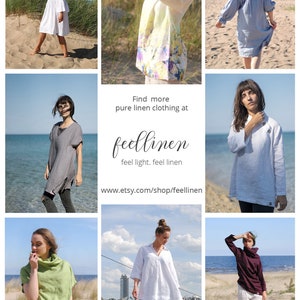 Loose Linen Hoodie Tunic Dress, Plus Size Hooded Top bild 10