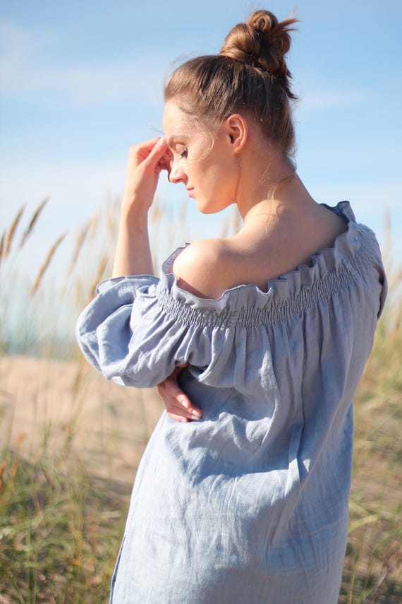 oversized off the shoulder shirt dress Oversized Off-Shoulder Skew Collar T-shirt Black dress with sleeves for Women