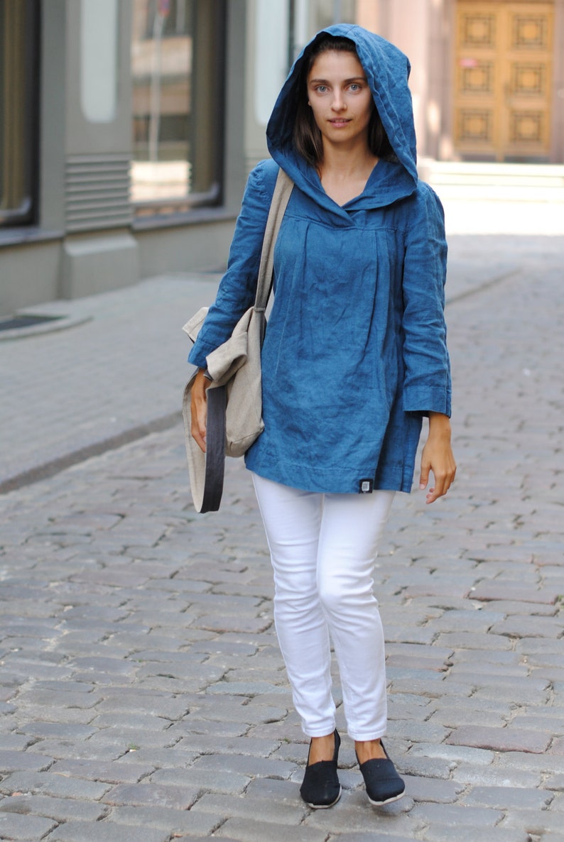 Linen tunic with hood linen tunic dress linen tunic with sleeves oversized tunic,linen tunic with hood plus size tunic