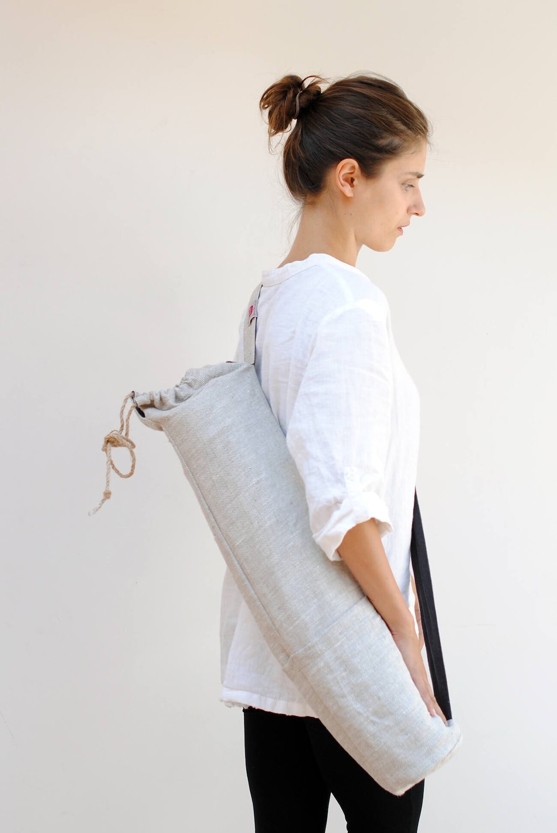 Linen Yoga Mat Bag Linen Yoga Bag With Pockets Etsy