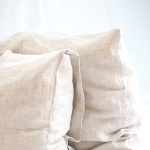 Natural softened linen pillowcase, linen pillow cover oatmeal and white, envelope linen pillow case, pure linen bedding, custom pillowcase