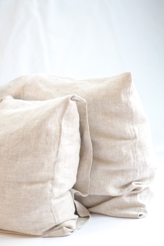 Natural Softened Linen Pillowcase Linen Pillow Cover Oatmeal and White Envelope Linen Pillow Case Pure Linen Bedding Custom Pillowcase Etsy