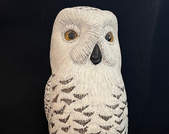 Hand Carved Snowy Owl Sculpture