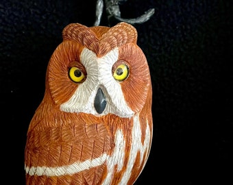 Eastern Screech Owl perched under a Silvery Moon